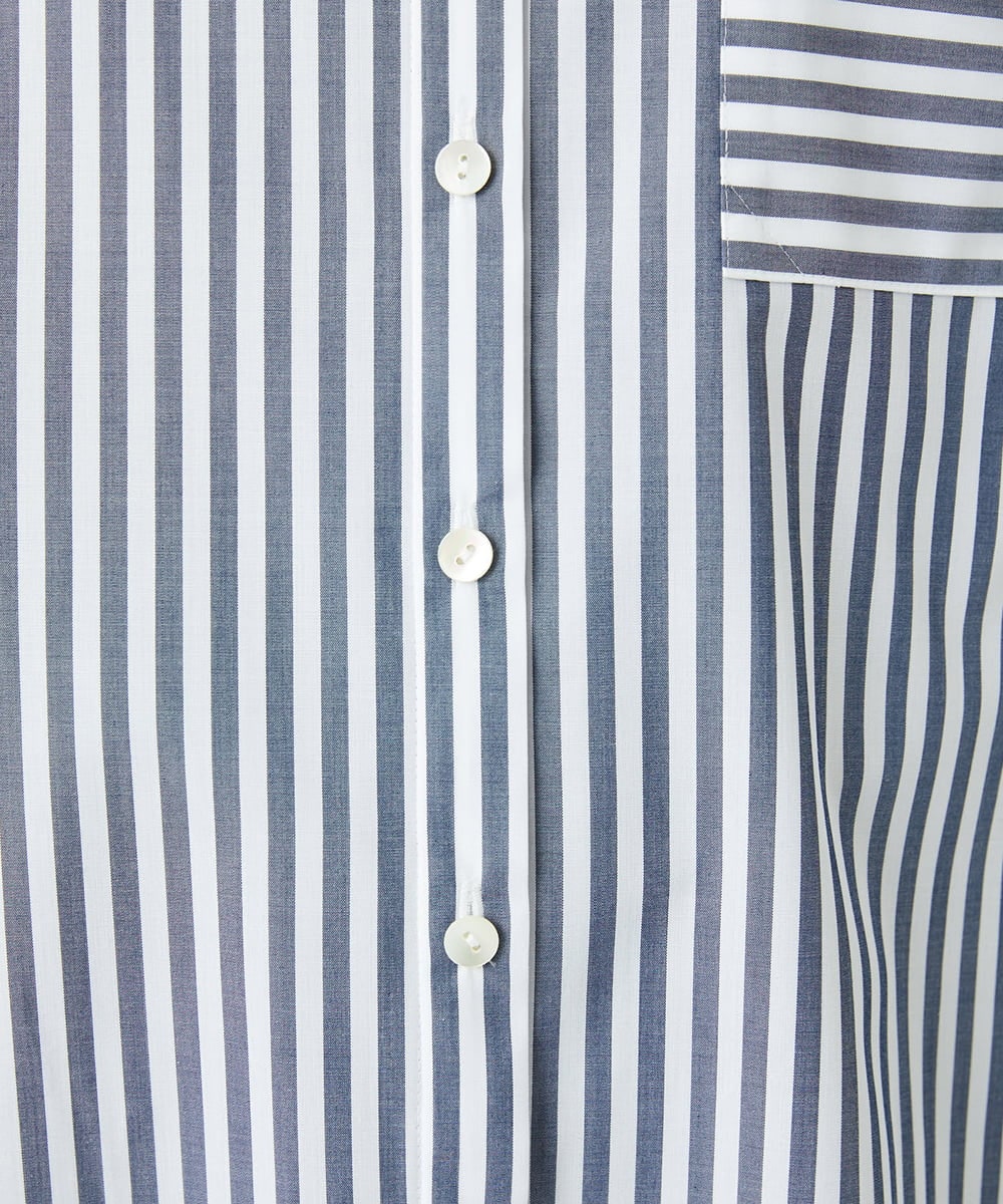 PHBEE05230 GEORGES RECH(小さいサイズ)(メゾン ドゥ サンク) バンドカラーシャツ ネイビー