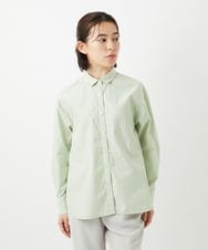 PHBEF31230 GEORGES RECH(小さいサイズ)(メゾン ドゥ サンク)  [日本製]コットンブロードストライプシャツ グリーン