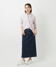 PHBEF31230 GEORGES RECH(小さいサイズ)(メゾン ドゥ サンク)  [日本製]コットンブロードストライプシャツ グリーン