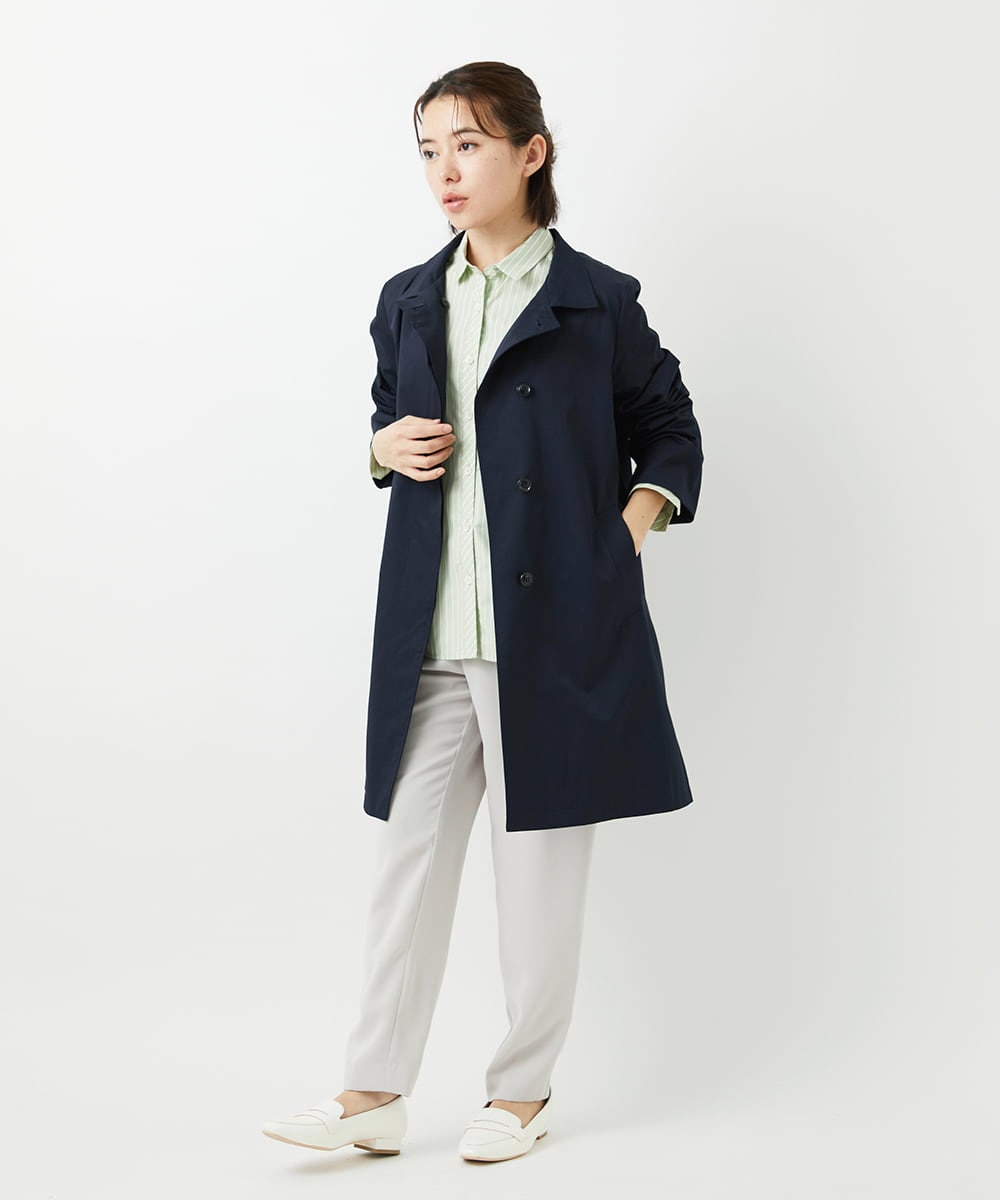 PHBEF31230 GEORGES RECH(小さいサイズ)(メゾン ドゥ サンク)  [日本製]コットンブロードストライプシャツ グリーン