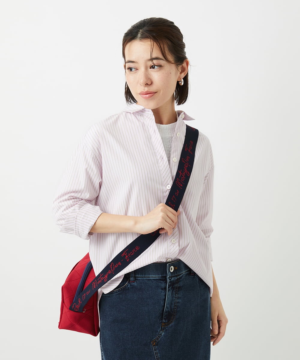 PHBEF31230 GEORGES RECH(小さいサイズ)(メゾン ドゥ サンク)  [日本製]コットンブロードストライプシャツ グリーン