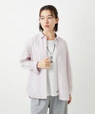 PHBEF31230 GEORGES RECH(小さいサイズ)(メゾン ドゥ サンク)  [日本製]コットンブロードストライプシャツ グリーン