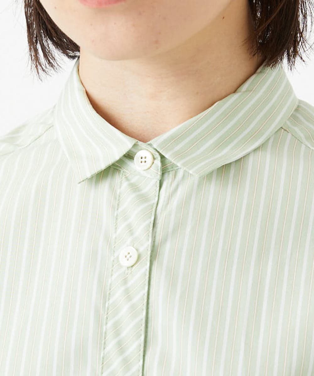 PHBEF31230 GEORGES RECH(小さいサイズ)(メゾン ドゥ サンク) ストライプレギュラーカラーシャツ グリーン