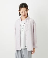 PHBEF31230 GEORGES RECH(小さいサイズ)(メゾン ドゥ サンク)  [日本製]コットンブロードストライプシャツ グリーン