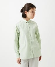 PHBEF31230 GEORGES RECH(小さいサイズ)(メゾン ドゥ サンク)  [日本製]コットンブロードストライプシャツ グリーン