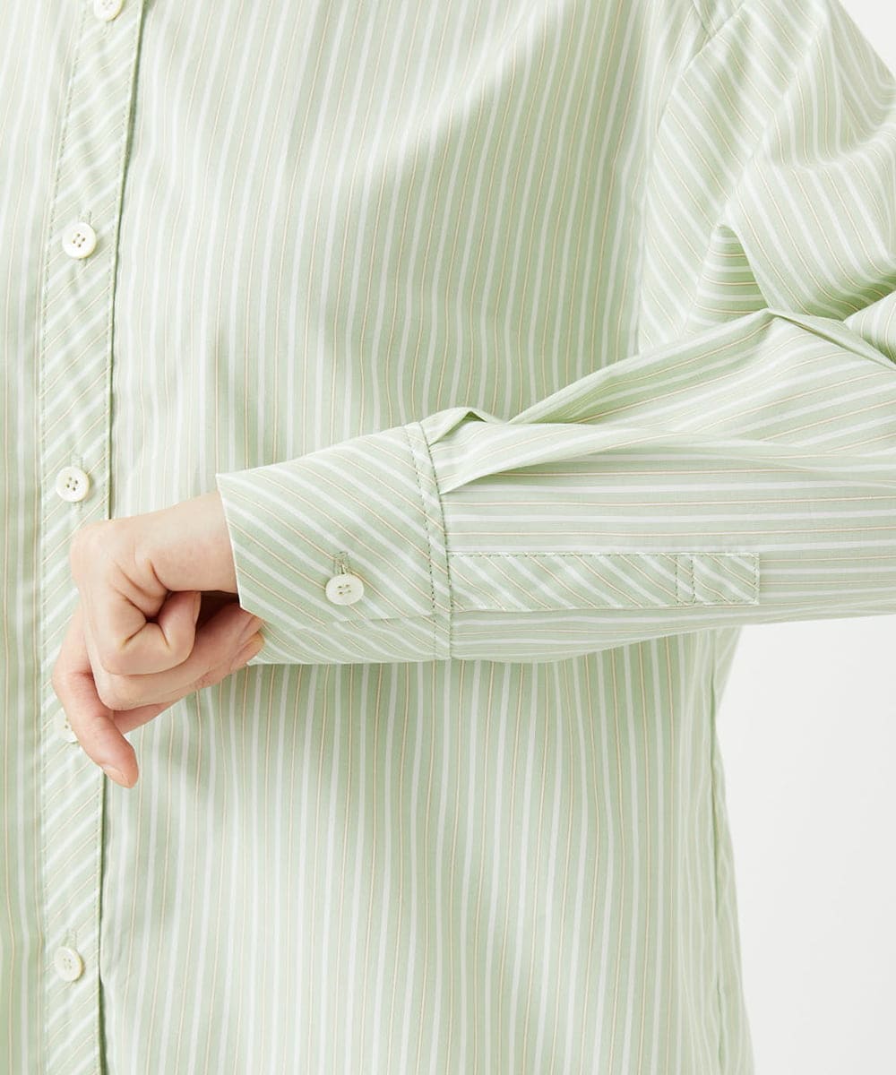 PHBEF31230 GEORGES RECH(小さいサイズ)(メゾン ドゥ サンク) ストライプレギュラーカラーシャツ グリーン