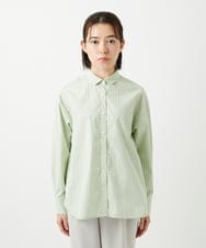 PHBEF31230 GEORGES RECH(小さいサイズ)(メゾン ドゥ サンク)  [日本製]コットンブロードストライプシャツ グリーン