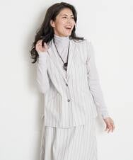 PHBET25390 GEORGES RECH(小さいサイズ)(メゾン ドゥ サンク) [セットアップ対応]リネンへリンボンストライプジレ オフホワイト