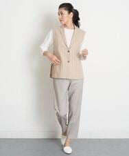 PHBET25390 GEORGES RECH(小さいサイズ)(メゾン ドゥ サンク) [セットアップ対応]リネンへリンボンストライプジレ オフホワイト