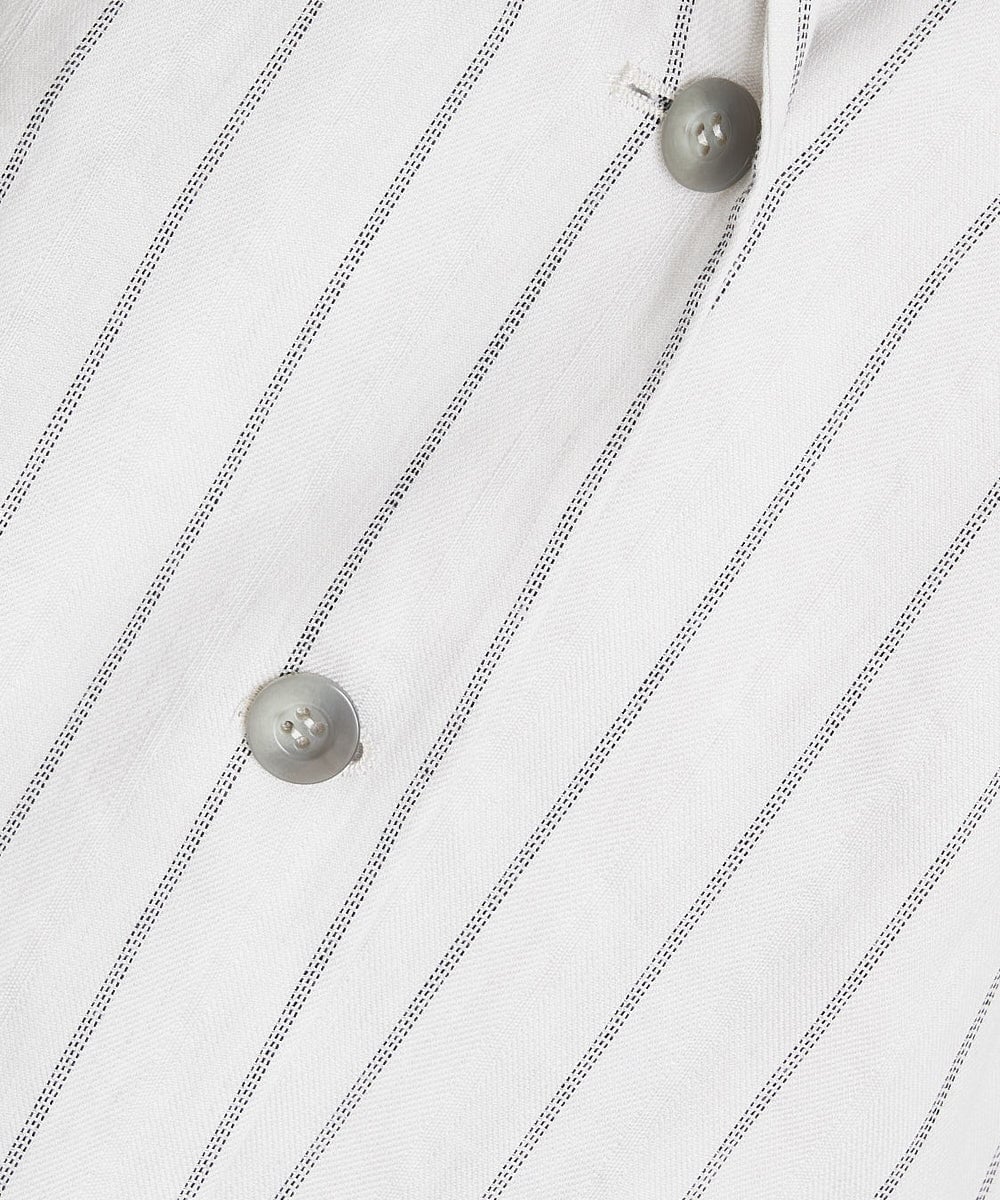 PHBET25390 GEORGES RECH(小さいサイズ)(メゾン ドゥ サンク) [セットアップ対応]リネンへリンボンストライプジレ オフホワイト