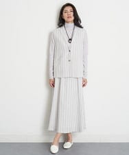 PHBET25390 GEORGES RECH(小さいサイズ)(メゾン ドゥ サンク) [セットアップ対応]リネンへリンボンストライプジレ オフホワイト