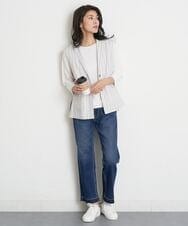 PHBET25390 GEORGES RECH(小さいサイズ)(メゾン ドゥ サンク) [セットアップ対応]リネンへリンボンストライプジレ オフホワイト