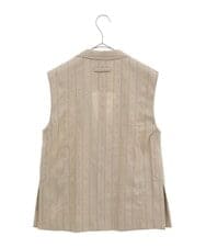 PHBET25390 GEORGES RECH(小さいサイズ)(メゾン ドゥ サンク) [セットアップ対応]リネンへリンボンストライプジレ オフホワイト