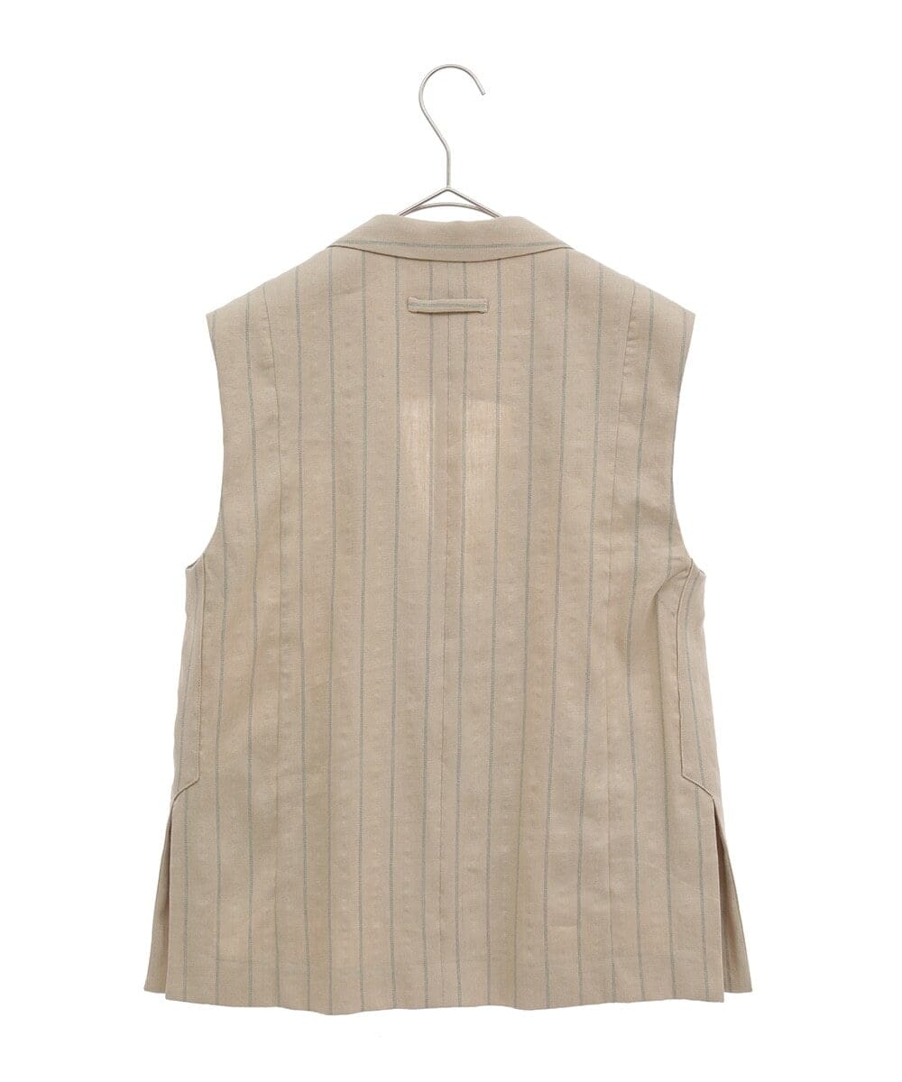 PHBET25390 GEORGES RECH(小さいサイズ)(メゾン ドゥ サンク) [セットアップ対応]リネンへリンボンストライプジレ オフホワイト