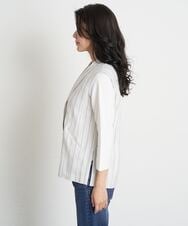 PHBET25390 GEORGES RECH(小さいサイズ)(メゾン ドゥ サンク) [セットアップ対応]リネンへリンボンストライプジレ オフホワイト
