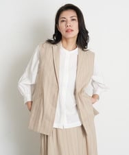 PHBET25390 GEORGES RECH(小さいサイズ)(メゾン ドゥ サンク) [セットアップ対応]リネンへリンボンストライプジレ ベージュ