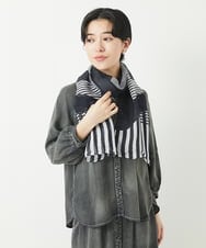 PHBGA02290 GEORGES RECH(小さいサイズ)(メゾン ドゥ サンク) ライトデニムランタンスリーブブラウス ネイビー