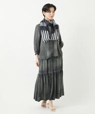 PHBGA02290 GEORGES RECH(小さいサイズ)(メゾン ドゥ サンク) ライトデニムランタンスリーブブラウス ネイビー