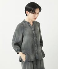 PHBGA02290 GEORGES RECH(小さいサイズ)(メゾン ドゥ サンク) ライトデニムランタンスリーブブラウス ネイビー