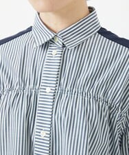 PHBGA09330 GEORGES RECH(小さいサイズ)(メゾン ドゥ サンク) ストライプシャーリングブラウス ネイビー