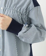 PHBGA09330 GEORGES RECH(小さいサイズ)(メゾン ドゥ サンク) ストライプシャーリングブラウス ネイビー