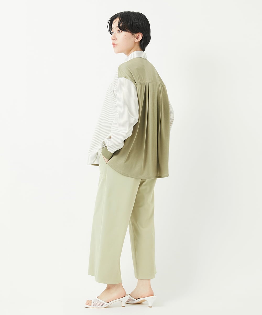 PHBGA09330 GEORGES RECH(小さいサイズ)(メゾン ドゥ サンク) ストライプシャーリングブラウス ネイビー