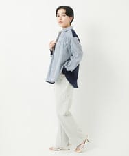PHBGA09330 GEORGES RECH(小さいサイズ)(メゾン ドゥ サンク) ストライプシャーリングブラウス ネイビー