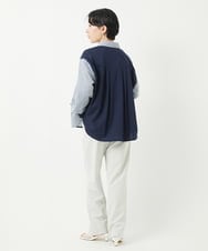 PHBGA09330 GEORGES RECH(小さいサイズ)(メゾン ドゥ サンク) ストライプシャーリングブラウス ネイビー
