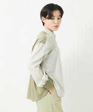 PHBGA09330 GEORGES RECH(小さいサイズ)(メゾン ドゥ サンク) ストライプシャーリングブラウス ネイビー