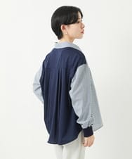 PHBGA09330 GEORGES RECH(小さいサイズ)(メゾン ドゥ サンク) ストライプシャーリングブラウス ネイビー