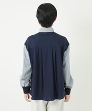 PHBGA09330 GEORGES RECH(小さいサイズ)(メゾン ドゥ サンク) ストライプシャーリングブラウス ネイビー