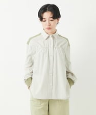 PHBGA09330 GEORGES RECH(小さいサイズ)(メゾン ドゥ サンク) ストライプシャーリングブラウス ベージュ