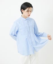 PHBGA20250 GEORGES RECH(小さいサイズ)(メゾン ドゥ サンク)  [日本製]サンディーローンタックシャツブラウス ライトブルー