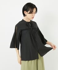 PHBGA31290 GEORGES RECH(小さいサイズ)(メゾン ドゥ サンク) 60ローンフレアスリーブレースブラウス ブラック