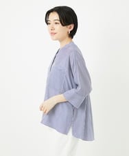 PHBGA35270 GEORGES RECH(小さいサイズ)(メゾン ドゥ サンク)  [日本製]バンドカラードルマンスリーブブラウス ライトブルー系