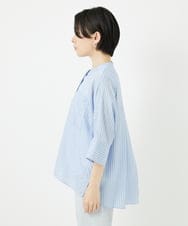 PHBGA35270 GEORGES RECH(小さいサイズ)(メゾン ドゥ サンク)  [日本製]バンドカラードルマンスリーブブラウス ライトブルー系