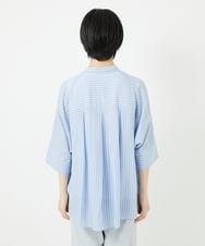 PHBGA35270 GEORGES RECH(小さいサイズ)(メゾン ドゥ サンク)  [日本製]バンドカラードルマンスリーブブラウス ライトブルー系
