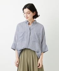 PHBGD04270 GEORGES RECH(小さいサイズ)(メゾン ドゥ サンク) バンドカラードルマンスリーブブラウス ライトイエロー