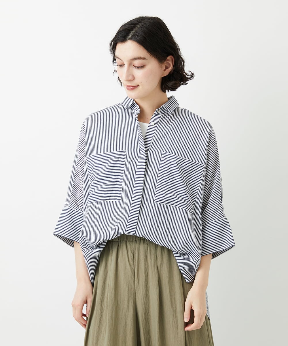 PHBGD04270 GEORGES RECH(小さいサイズ)(メゾン ドゥ サンク) バンドカラードルマンスリーブブラウス ライトイエロー