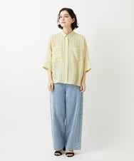 PHBGD04270 GEORGES RECH(小さいサイズ)(メゾン ドゥ サンク) バンドカラードルマンスリーブブラウス ライトイエロー