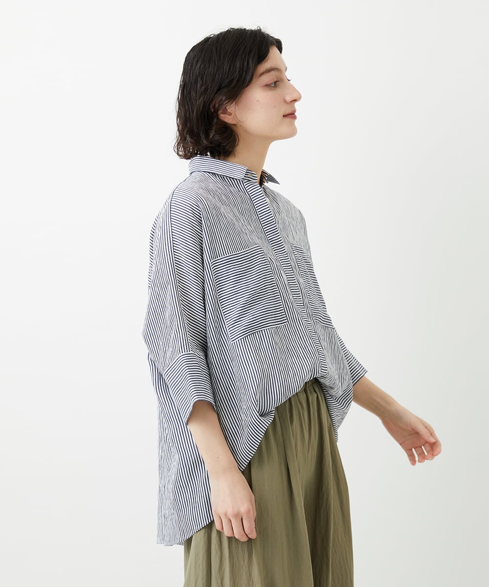 PHBGD04270 GEORGES RECH(小さいサイズ)(メゾン ドゥ サンク) バンドカラードルマンスリーブブラウス ライトイエロー