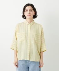 PHBGD04270 GEORGES RECH(小さいサイズ)(メゾン ドゥ サンク) バンドカラードルマンスリーブブラウス ライトイエロー