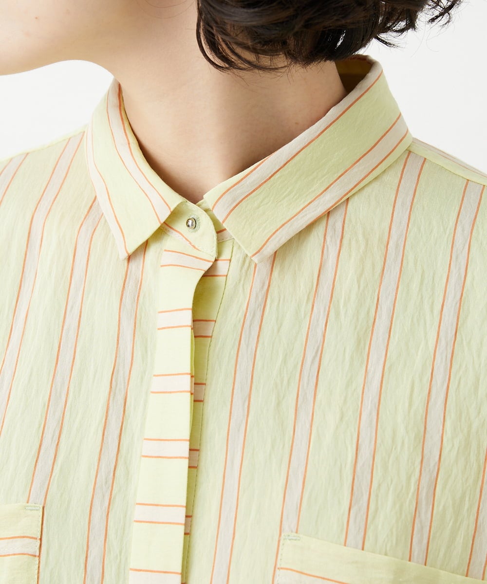 PHBGD04270 GEORGES RECH(小さいサイズ)(メゾン ドゥ サンク) バンドカラードルマンスリーブブラウス ライトイエロー