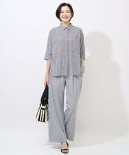 PHBGD04270 GEORGES RECH(小さいサイズ)(メゾン ドゥ サンク) バンドカラードルマンスリーブブラウス ライトブルー