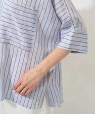 PHBGD04270 GEORGES RECH(小さいサイズ)(メゾン ドゥ サンク) バンドカラードルマンスリーブブラウス ライトブルー