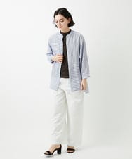 PHBGD05270 GEORGES RECH(小さいサイズ)(メゾン ドゥ サンク) バンドカラードルマンスリーブロングブラウス ライトブルー