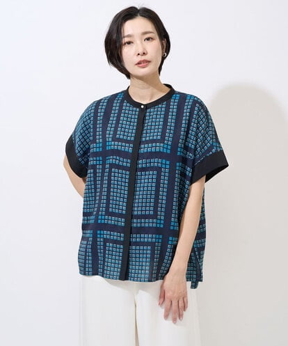 PHBGD14290 GEORGES RECH(小さいサイズ) [日本製/セットアップ対応]ジオメトリックスカーフ柄ブラウス