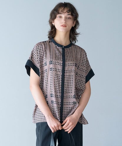 PHBGD14290 GEORGES RECH(小さいサイズ) [日本製/セットアップ対応]ジオメトリックスカーフ柄ブラウス