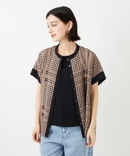 PHBGD14290 GEORGES RECH(小さいサイズ)(メゾン ドゥ サンク)  [日本製/セットアップ対応]ジオメトリックスカーフ柄ブラウス ベージュ系