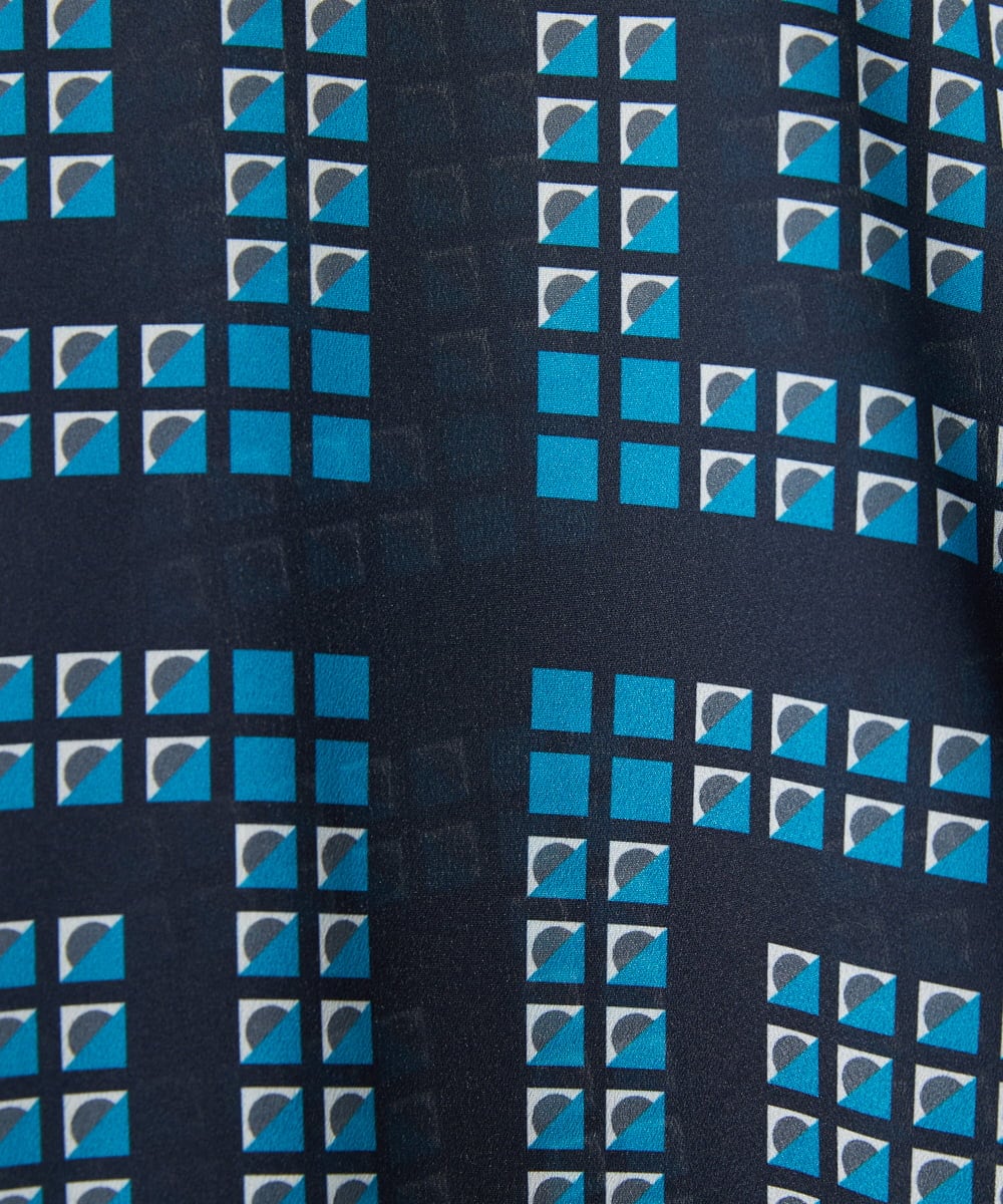 PHBGD14290 GEORGES RECH(小さいサイズ)(メゾン ドゥ サンク)  [日本製/セットアップ対応]ジオメトリックスカーフ柄ブラウス ベージュ系